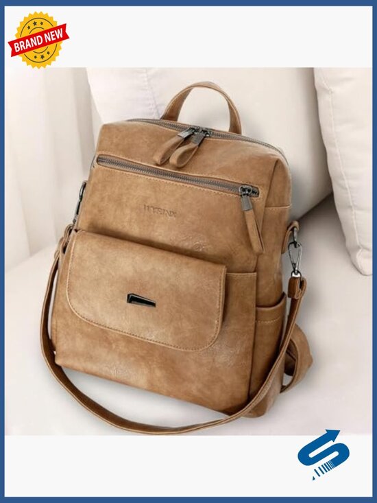 PU Leather Fashion Backpack Purse with Multi Pockets Adjustable Strap